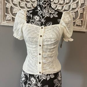 BP. Ruched Puff Sleeve Top